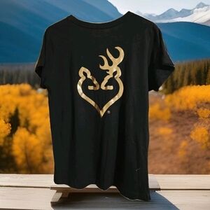 Women's Browning Hunting 2 Buckheart Rosegold Heart Sz L 100% Cotton NWOT